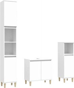 vidaXL Σετ Επίπλων Μπάνιου 3 Τεμαχίων Λευκό από Επεξεργασμένο Ξύλο