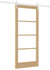 vidaXL Συρόμενη Πόρτα με Σετ Εξαρτημάτων 86x198.5 cm Συμπαγές Ξύλο Πεύκου