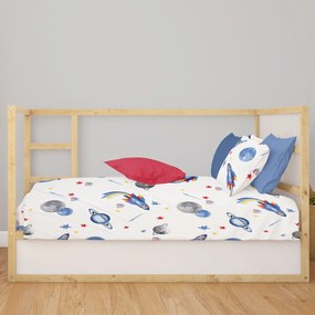 Σεντόνι Λίκνου (80x110) Dimcol Space Mission 184 White - Blue