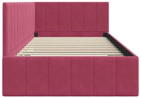 vidaXL Κρεβάτι Γωνίας με κεφαλάρι Μπορντό 90 x 200 cm Βελούδο