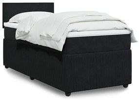 vidaXL Κρεβάτι Boxspring με Στρώμα Μαύρο 90x190 εκ. Βελούδινο