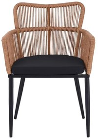 Καρέκλα - Πολυθρόνα Naoki pe rattan - metal σε Φυσικό με μαύρα πόδια/μαξιλάρι 59x62.5x78 εκ. 59x62.5x78 εκ.