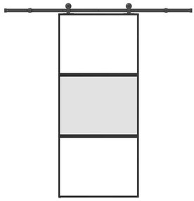 vidaXL Συρόμενη πόρτα με σετ υλικού 90x205 cm από γυαλί&amp;Αλουμίνιο