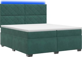 vidaXL Κρεβάτι box spring με στρώμα Σκούρο Πράσινο 200 x 200 cm