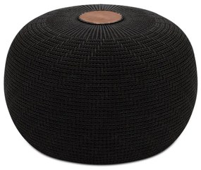 Σκαμπό - Πουφ Knit Megapap πλεκτό χρώμα μαύρο Φ47x35εκ.-GP052-0125,2