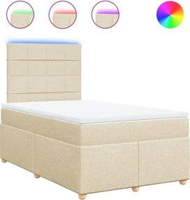vidaXL Κρεβάτι Boxspring με Στρώμα Κρεμ 120x200 εκ. Υφασμάτινο
