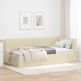 vidaXL Κρεβάτι Γωνίας με κεφαλάρι Κρεμ 90 x 190 cm ύφασμα