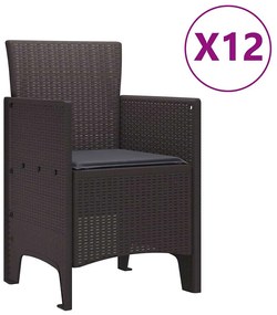 vidaXL Σέτ φαγητού για κήπο 13 pcs Καφέ Rattan Polt