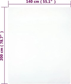 vidaXL Σεντόνια με Λάστιχο 2 τεμ. Λευκά 140x200 εκ. Βαμβακερό Ζέρσεϊ