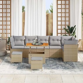 vidaXL Σετ Καναπέ Κήπου 9 pcs Μπεζ συνθετικό ρατάν