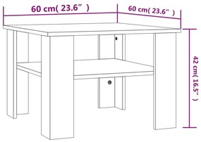 Τραπεζάκι Σαλονιού Sonoma Δρυς 60x60x42 εκ. από Επεξ. Ξύλο - Καφέ