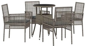 vidaXL Σέτ φαγητού για κήπο 5 pcs Γκρι Πολυ ράταν