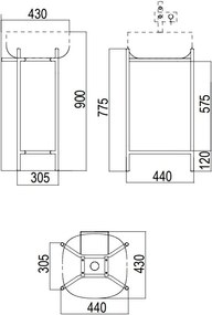 Έπιπλο μπάνιου Laila 2702-NROP με ράφι 2709-300 Scarabeo