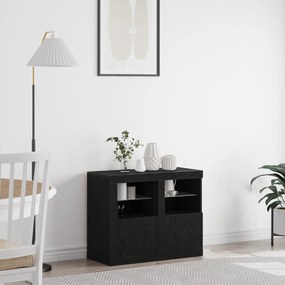 vidaXL Πλευρικά Ντουλάπια με LED Φώτα 2 τεμάχια Μαύρη Δρυς 41x37x67 εκ.