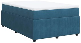 vidaXL Κρεβάτι Boxspring με Στρώμα Σκούρο Μπλε 120x190 εκ. Βελούδινο