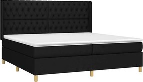 vidaXL Κρεβάτι Boxspring με Στρώμα &amp; LED Μαύρο 200x200 εκ. Υφασμάτινο