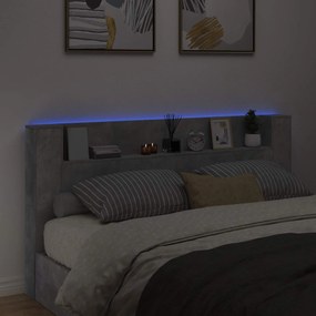 vidaXL Κεφαλάρι με Αποθήκη και LED Γκρι Σκυροδέματος