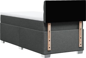 vidaXL Κρεβάτι Boxspring με Στρώμα Σκούρο Γκρι 90x190 εκ. Υφασμάτινο