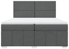 Κρεβάτι Boxspring με Στρώμα Σκούρο Γκρι 200x200 εκ. Υφασμάτινο - Γκρι