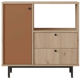 Ντουλάπι 956LCS3572 88x35,5x85cm Oak-Tile Red Μοριοσανίδα, Μέταλλο