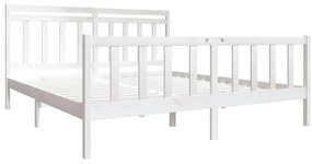 vidaXL Πλαίσιο Κρεβατιού Λευκό 180 x 200 εκ. Μασίφ Ξύλο Super King