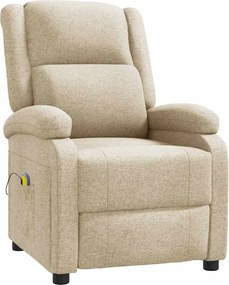 vidaXL Πολυθρόνα Μασάζ Κρεμ Υφασμάτινη