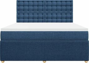 vidaXL Κρεβάτι Boxspring με Στρώμα Μπλε 180x200 εκ. Υφασμάτινο