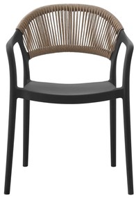 ARMCHAIR POLYPROPYLENE EVA  BLACK WITH BEIGE PP ROPE 56,5x53x80H cm