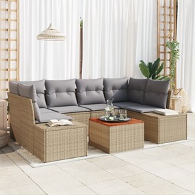 vidaXL Σετ Κήπου 7 Τεμαχίων με Μαξιλάρια Μπεζ από Ακακία