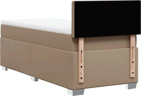 vidaXL Κρεβάτι Boxspring με Στρώμα Καπουτσίνο 90x190εκ.από Συνθ. Δέρμα