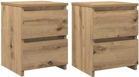 vidaXL Κομοδίνα 2 τεμ.Αρτισιανή Δρυς 30x30x40 εκ. Επεξ. Ξύλο