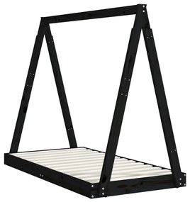 vidaXL Πλαίσιο Κρεβατιού Μαύρο70 x 140 εκ. από Μασίφ Ξύλο Πεύκου