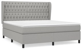 Κρεβάτι Boxspring με Στρώμα Ανοιχτό Γκρι 180x200 εκ. Υφασμάτινο - Γκρι