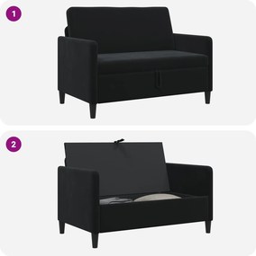 vidaXL Καναπές με Αποθήκευση Μαύρο 122 x 78 x 87 εκ Πολυεστέρας