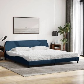 Κρεβάτι με Στρώμα Μπλε 200x200 εκ. Υφασμάτινο - Μπλε