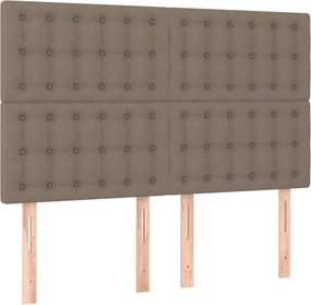 vidaXL Κρεβάτι Boxspring με Στρώμα &amp; LED Taupe 140x190 εκ. Υφασμάτινο