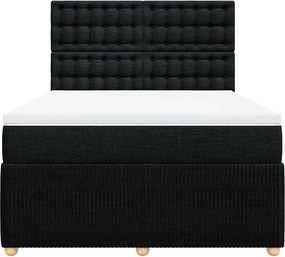 vidaXL Κρεβάτι Boxspring με Στρώμα Μαύρο 140x190 εκ. Υφασμάτινο