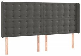 vidaXL Κεφαλάρι Κρεβατιού LED Σκούρο Γκρι 163x16x118/128εκ. Βελούδινο