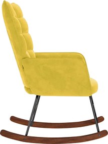 vidaXL Πολυθρόνα Κουνιστή Κίτρινη Βελούδινη