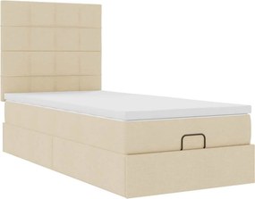 vidaXL Οθωμανικό κρεβάτι με στρώμα Cream 90x200cm ύφασμα