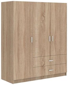 Ντουλάπα τρίφυλλη Royal με συρτάρια και πατάρι sonoma 150x58x230εκ 150x58x230 εκ.