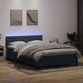 vidaXL Κρεβάτι Boxspring με Στρώμα Σκούρο Γκρι 140x210 εκ. Βελούδινο