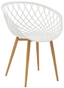 Καρέκλα Ezra pakoworld λευκό pp-πόδι φυσικό μέταλλο 62x42x82εκ