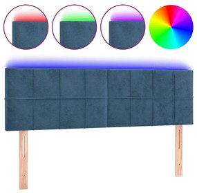 Κεφαλάρι Κρεβατιού LED Σκούρο Μπλε 144x5x78/88 εκ. Βελούδινο 3121664