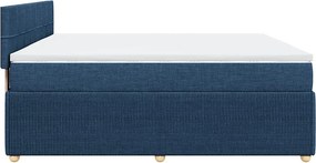 vidaXL Κρεβάτι Boxspring με Στρώμα Μπλε 200x200 εκ. Υφασμάτινο