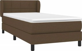 vidaXL Κρεβάτι Boxspring με Στρώμα Σκούρο Καφέ 100x200 εκ. Υφασμάτινο