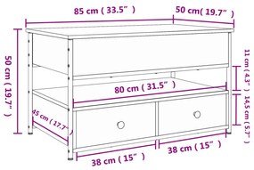 ΤΡΑΠΕΖΑΚΙ ΣΑΛΟΝΙΟΥ ΜΑΥΡΟ 85 X 50 X 50 ΕΚ. ΕΠΕΞ. ΞΥΛΟ &amp; ΜΕΤΑΛΛΟ 845386