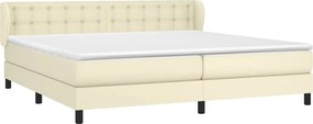 vidaXL Κρεβάτι Boxspring με Στρώμα Κρεμ 200x200 εκ. Συνθετικό Δέρμα