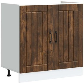 vidaXL Βάση νιπτήρα Lucca 2 pcs Καπνιστό Δρύς Επεξεργασμένο ξύλο