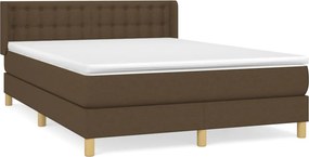 vidaXL Κρεβάτι Boxspring με Στρώμα Σκούρο Καφέ 140x190 εκ. Υφασμάτινο
